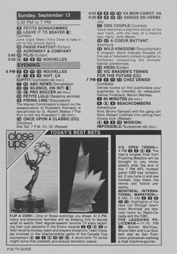 TV Guide Montreal-Quebec Edition Listings